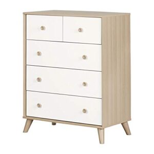 south shore yodi 5-drawer chest-soft elm and pure white