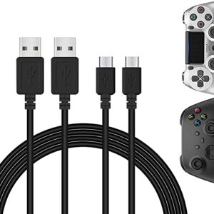geekria micro usb extension charging cable compatible with playstation 4, dualshock 4, ps4 slim/pro, xbox one s/x, elite usb-a to micro usb splitters charger cord (2 pack, 5.6ft, black)