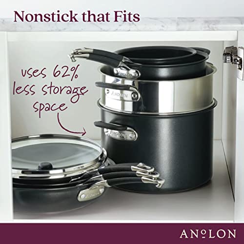 Anolon Smart Stack Hard Anodized Nonstick Cookware, 11 Piece Set, Black