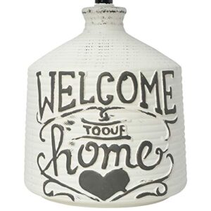 Simple Designs LT1066-HME Welcome Home Ceramic Farmhouse Table Lamp, White