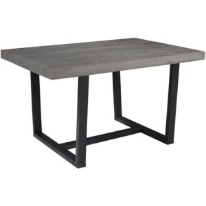 walker edison andre modern solid wood dining table, 52 inch, grey