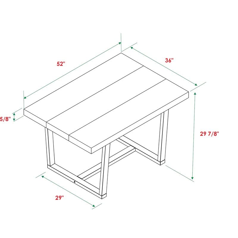 Walker Edison Andre Modern Solid Wood Dining Table, 52 Inch, Grey