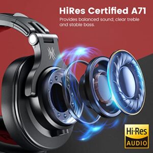 OneOdio A71 Hi-Res Studio Recording Headphones - Wired Over Ear Headphones with SharePort, Professional Monitoring & Mixing Foldable Headphones with Stereo Sound (Red)