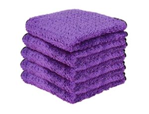 liquid x purple xtreme plush waffle weave microfiber detailing towel guaranteed satisfaction - 16" x 16" (5 pack)