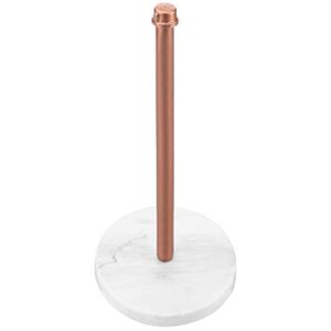 MyGift Copper Tone Metal Industrial Pipe Paper Towel Holder Countertop with Round White Marble Base, Kitchen Upright Paper Towel Dispenser Rack