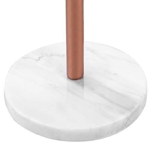 MyGift Copper Tone Metal Industrial Pipe Paper Towel Holder Countertop with Round White Marble Base, Kitchen Upright Paper Towel Dispenser Rack