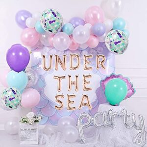 LaVenty Set of 16 Under The Sea Party Decorations Under The Sea Backdrop Under The Sea Balloons Under The Sea Bachelorette Mermaid Bachelorette Party Decorations