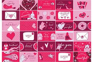 gsm brands valentines day lunch box notes 60 pack for kids & students with 30 different lunchbox cards designs