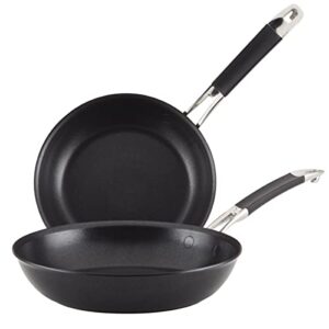 anolon smart stack hard anodized nonstick frying pan set / skillet set - 8.5 inch and 10 inch, black