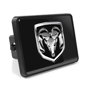 ipick image, compatible with - ram head logo uv graphic black metal face-plate on abs plastic 2 inch tow hitch cover