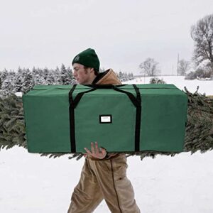 OurWarm Christmas Tree Storage Bag Extra Large Heavy Duty Storage Containers with Reinforced Handles Zipper for 7.5ft Artificial Tree, 50" x 15" x 20" 600D Oxford Xmas Holiday Tree Storage Bag, Green