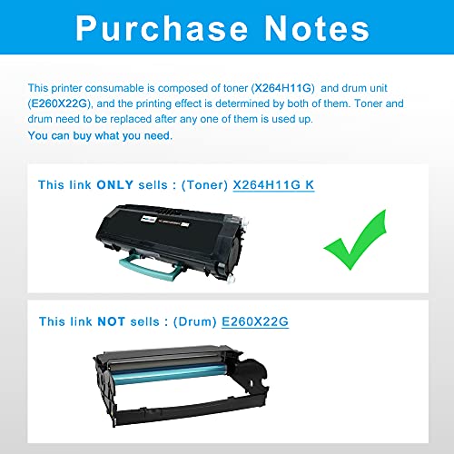 LCL Compatible Toner Cartridge Replacement for Lexmark X264 X264A11G X264H11G 9000 Pages X364 X364dn X364dw X264dn X363 X363dn (1-Pack Black)