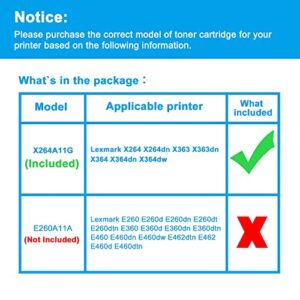 LCL Compatible Toner Cartridge Replacement for Lexmark X264 X264A11G X264H11G 9000 Pages X364 X364dn X364dw X264dn X363 X363dn (1-Pack Black)