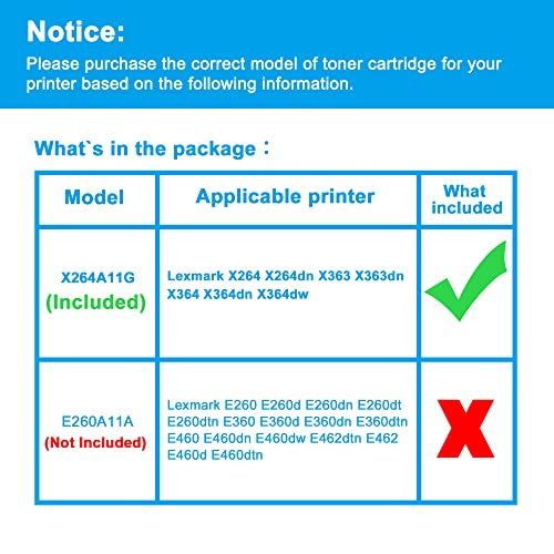 LCL Compatible Toner Cartridge Replacement for Lexmark X264 X264A11G X264H11G 9000 Pages X364 X364dn X364dw X264dn X363 X363dn (1-Pack Black)