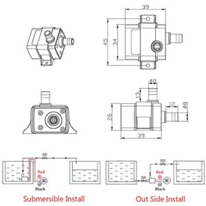 HiLetgo 2pcs Water Pump 240L/H DC 12V 4.2W Micro Brushless Pump 3M Pumping Head Ultra Quiet Water Pump for Pool Aquarium Fish Tank