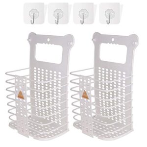 large laundry basket collapsible hanging laundry basket with handles tall plastic dirty laundry basket storage for women kid's room kitchen college dorm - 2 pack/white