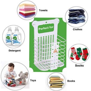 Large Laundry Basket Collapsible Hanging Laundry Basket with Handles Tall Plastic Dirty Laundry Basket Storage for Women Kid's Room Kitchen College Dorm - 2 Pack/White