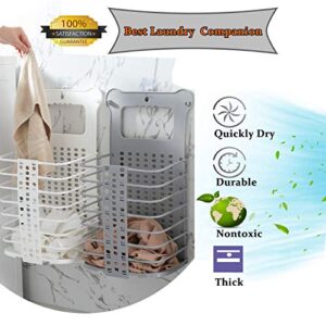 Large Laundry Basket Collapsible Hanging Laundry Basket with Handles Tall Plastic Dirty Laundry Basket Storage for Women Kid's Room Kitchen College Dorm - 2 Pack/White