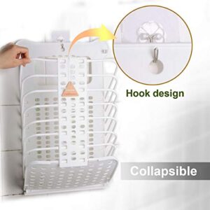 Large Laundry Basket Collapsible Hanging Laundry Basket with Handles Tall Plastic Dirty Laundry Basket Storage for Women Kid's Room Kitchen College Dorm - 2 Pack/White