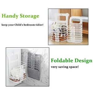 Large Laundry Basket Collapsible Hanging Laundry Basket with Handles Tall Plastic Dirty Laundry Basket Storage for Women Kid's Room Kitchen College Dorm - 2 Pack/White