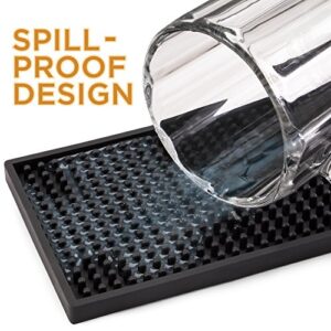 24" x 4" Rubber Bar Top Spill Mat | Professional Bartender's Essential Non-Slip Drink Cocktail Mixing Service Mat for Industrial and Home Kitchen Counters (Black, 3)