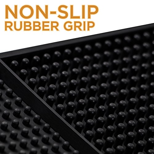 24" x 4" Rubber Bar Top Spill Mat | Professional Bartender's Essential Non-Slip Drink Cocktail Mixing Service Mat for Industrial and Home Kitchen Counters (Black, 3)