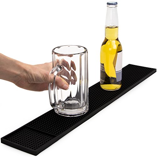 24" x 4" Rubber Bar Top Spill Mat | Professional Bartender's Essential Non-Slip Drink Cocktail Mixing Service Mat for Industrial and Home Kitchen Counters (Black, 3)