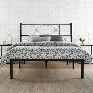 HAAGEEP Full Bed Frame with Headboard No Box Spring Needed with Storage Black Platform Bedframe for Girls Kids 14 Inch Size