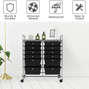 Giantex 12 Drawer Rolling Storage Cart Tools Scrapbook Paper Office School Organizer (Black)