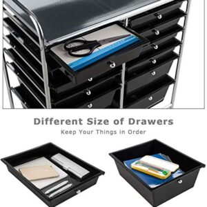 Giantex 12 Drawer Rolling Storage Cart Tools Scrapbook Paper Office School Organizer (Black)