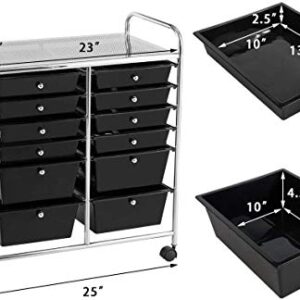 Giantex 12 Drawer Rolling Storage Cart Tools Scrapbook Paper Office School Organizer (Black)