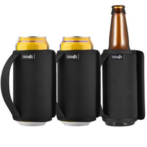 cm reusable slim can tall can cooler sleeve anti-slip neoprene beer can bottle insulator cover soda sleeve with handle for camping picnic party beverage drink cover, 3 pcs