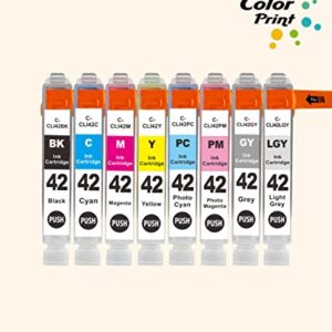 ColorPrint Compatible CLI42 Ink Cartridge Replacement for Canon CLI-42 CLI 42 for PIXMA Pro-100 Pro100 Pro-100s Pro100S Pro 100S 100 Laser Printer (8-Pack, BK/C/M/Y/PC/PM/GY/LG)