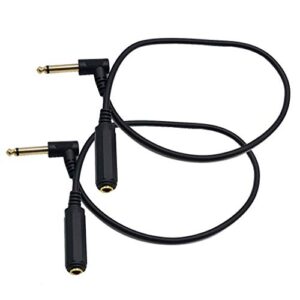 mmnne 2pack 50cm 6.35mm 1/4" inch stereo plug right angled male to 1/4 female stereo headphone guitar extension cable cord, gold plated audio cable stereo extender