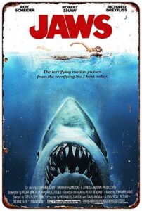 diaolilie 1975 jaws movie vintage look reproduction metal sign 8 x 12