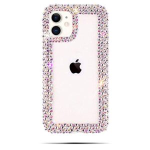 bonitec jesiya for iphone 11 case 3d glitter sparkle bling case luxury shiny crystal rhinestone diamond bumper clear protective case cover clear for women