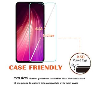 (3 Pack) Beukei Compatible for Xiaomi Redmi Note 8 and Redmi Note 8 2021 Screen Protector Tempered Glass, Full Screen Coverage , Touch Sensitive,Case Friendly, 9H Hardness (Not Fit for Redmi Note 8 Pro/Redmi 8)