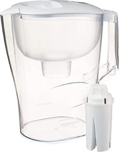 amazon basics 10-cup water pitcher with filter included, compatible with brita