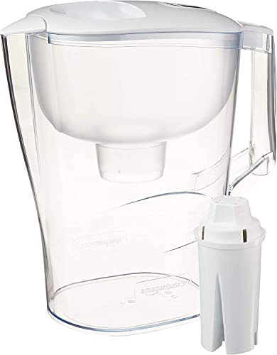 Amazon Basics 10-Cup Water Pitcher with Filter Included, Compatible with Brita