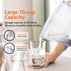 Amazon Basics 10-Cup Water Pitcher with Filter Included, Compatible with Brita