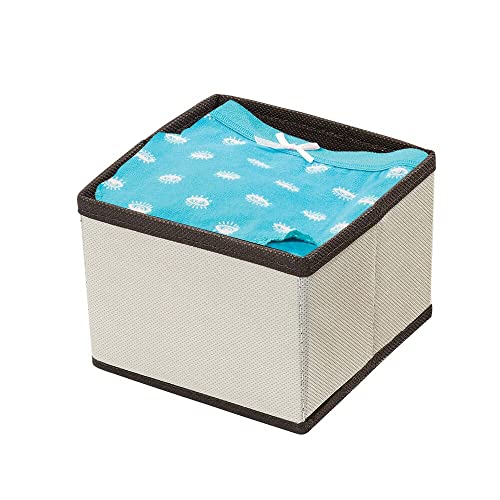 mDesign Rectangular Soft Fabric Dresser Drawer and Closet Storage Organizer Bin for Lingerie, Bras, Socks, Leggings, Clothes, Jewelry, Scarves - Textured Print - 2 Pack - Cream/Espresso Brown