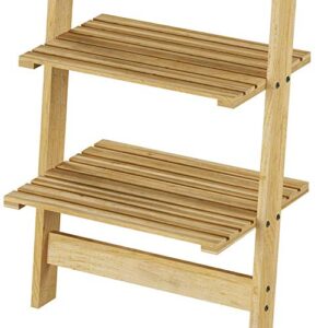 Lavish Home 5-Tier Ladder Bookshelf- Leaning Decorative Shelves, Pickled Oak Finish