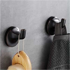 POKIM 2 Pack Oil Rubbed Bronze Towel Hook for Bathroom Modern ORB Towel Robe Hooks Wall Mounted Heavy Duty