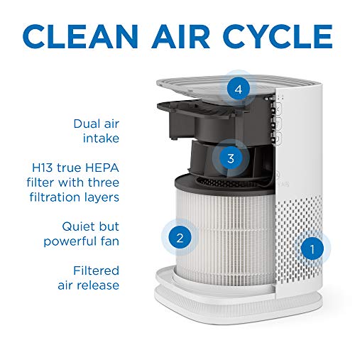 Medify Air MA-14 Air Purifier with H13 True HEPA Filter | 200 sq ft Coverage | for Allergens, Wildfire Smoke, Dust, Odors, Pollen, Pet Dander | Quiet 99.7% Removal to 0.1 Microns | White, 1-Pack