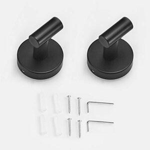 POKIM 2 Pack Matte Black Towel Hook Stainless Steel Bathroom Rustproof Clothes Towel Robe Hook Wall Mounted，Matte Black Toilet Kitchen Heavy Duty Door Hanger