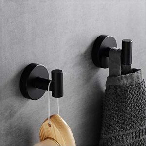 POKIM 2 Pack Matte Black Towel Hook Stainless Steel Bathroom Rustproof Clothes Towel Robe Hook Wall Mounted，Matte Black Toilet Kitchen Heavy Duty Door Hanger