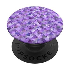 purple glam mermaid scales for women and girls popsockets popgrip: swappable grip for phones & tablets