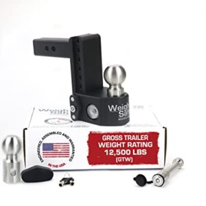 Weigh Safe Adjustable Trailer Hitch Ball Mount - 6" Drop Hitch for 2" Receiver w/ 2 pc Keyed Alike Lock Set, Premium Steel Trailer Tow Hitch w/Built in Weight Scale for Anti Sway, 15,000 lbs GTW