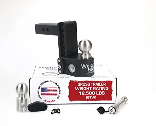 Weigh Safe Adjustable Trailer Hitch Ball Mount - 6" Drop Hitch for 2" Receiver w/ 2 pc Keyed Alike Lock Set, Premium Steel Trailer Tow Hitch w/Built in Weight Scale for Anti Sway, 15,000 lbs GTW