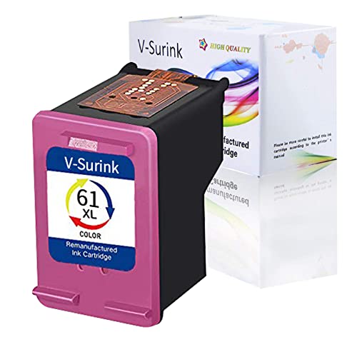 V-Surink Remanufactured Ink Cartridge Replacement for Hp 61XL, Use with Envy 4500 5530 5534 5535 Deskjet 2540 1000 1010 1512 1510 3050 Officejet 4630 2620 4635 Printer (61xl1c)